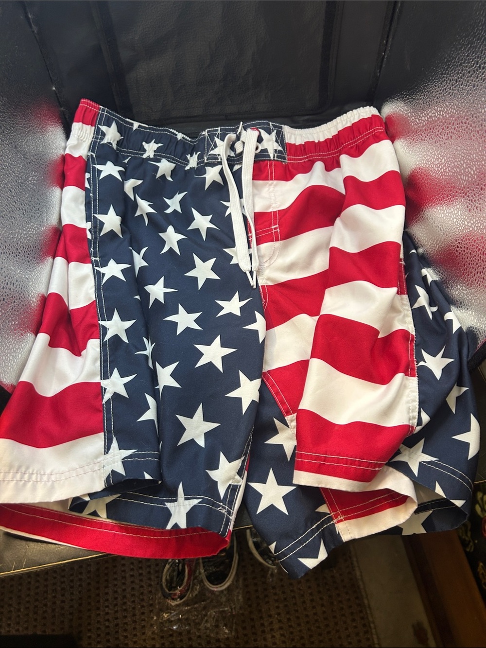 Faded Glory Men’s American Flag Swim Trunks - Red, White & Blue